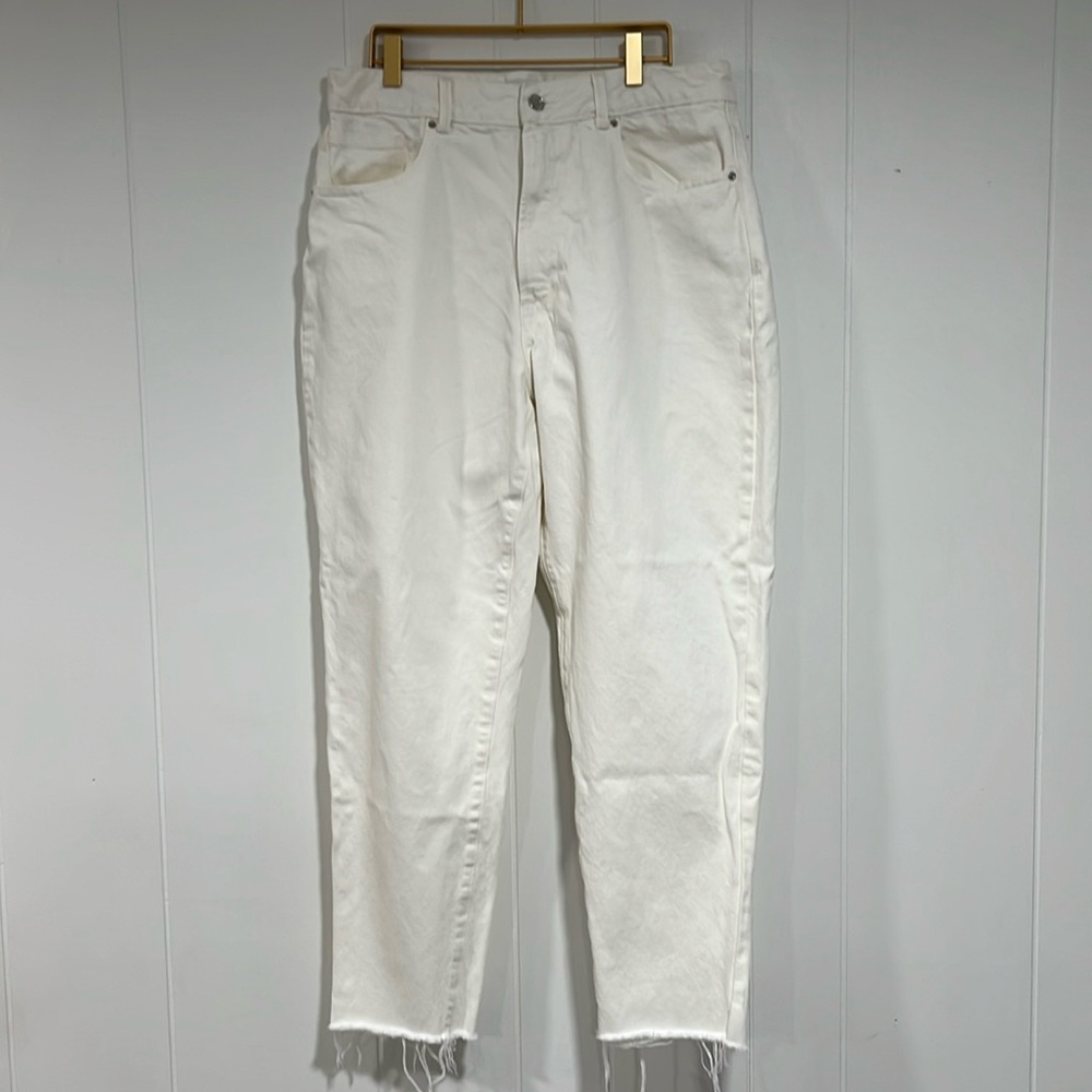 Zara Long Denim pants size 10 Oyster White
